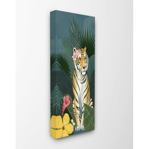 Stupell Industries Tiger Flowers Orange Pink Animal Painting Canvas Wall Art by Grace Popp