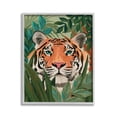thumbnail image 1 of Stupell Industries Tiger Peeking in Leaves Animals & Insects Painting Gray Framed Art Print Wall Art, 11 x 14, 1 of 9