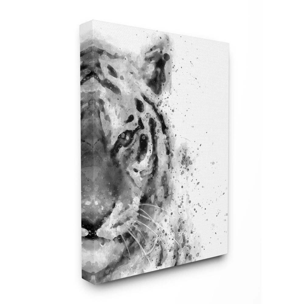 Stupell Industries Tiger Portrait Abstract Watercolor Safari Animal Black White Canvas Wall Art Design by Brandon Wong, 16" x 20"