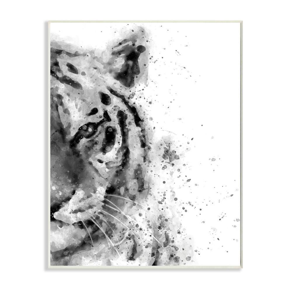 Stupell Industries Tiger Portrait Abstract Watercolor Safari Animal Black White Unframed Art Print Wall Art, 10x15, by Brandon Wong