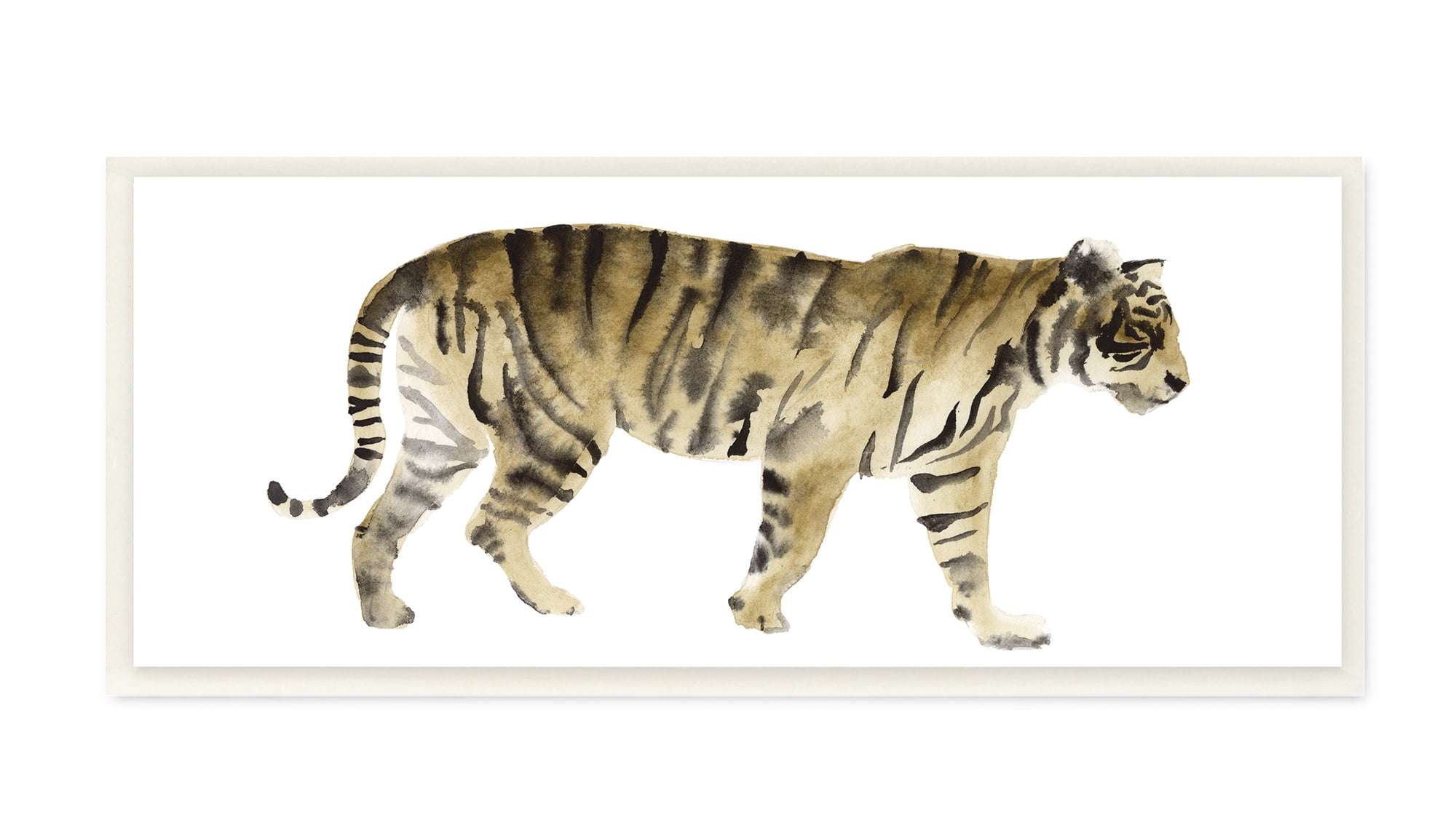 Stupell Industries Tiger Prowl Large Cat Animal Watercolor Painting Unframed Art Print Wall Art, 7x17, by Victoria Borges