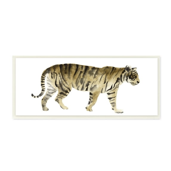 Stupell Industries Tiger Prowl Large Cat Animal Watercolor Painting Unframed Art Print Wall Art, 7x17, by Victoria Borges