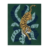 Stupell Industries Tiger Prowling over Palms Animals & Insects Painting Gallery Wrapped Canvas Art Print Wall Art, 16 x 20