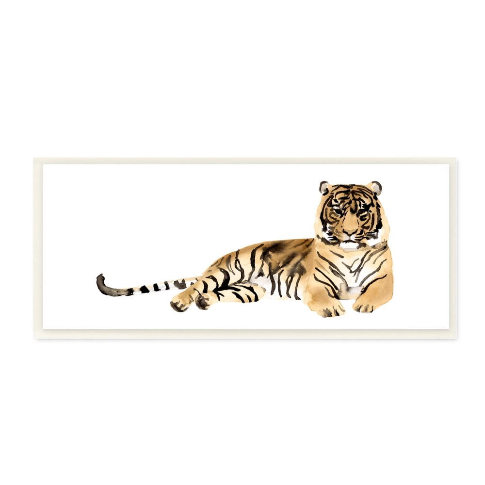 Stupell Industries Tiger Resting Orange Ink Watercolor Painting Wall Plaque by Victoria Borges