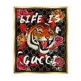 thumbnail image 1 of Stupell Industries Tiger & Roses Phrase Animals & Insects Painting Gold Floater Framed Art Print Wall Art, 25 x 31, 1 of 10