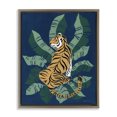 thumbnail image 1 of Stupell Industries Tiger Sitting over Palms Animals & Insects Painting Brown Floater Framed Canvas Art Print Wall Art, 17 x 21, 1 of 10