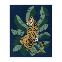 Stupell Industries Tiger Sitting over Palms Animals & Insects Painting Gallery Wrapped Canvas Art Print Wall Art, 16 x 20