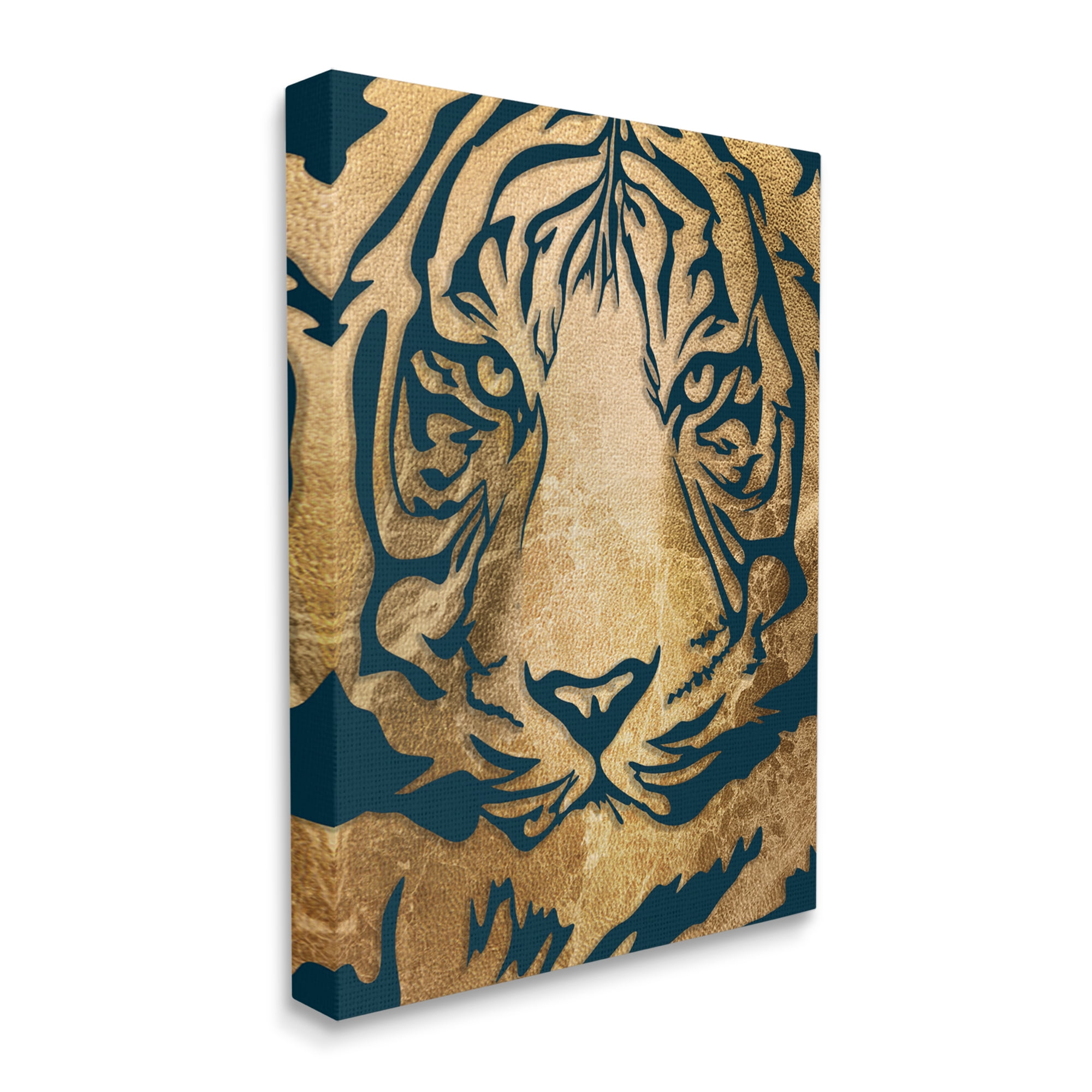 Stupell Industries Tiger Stripe Portrait Distressed Fabric Pattern,30 x 40,Designed by Daphne Polselli