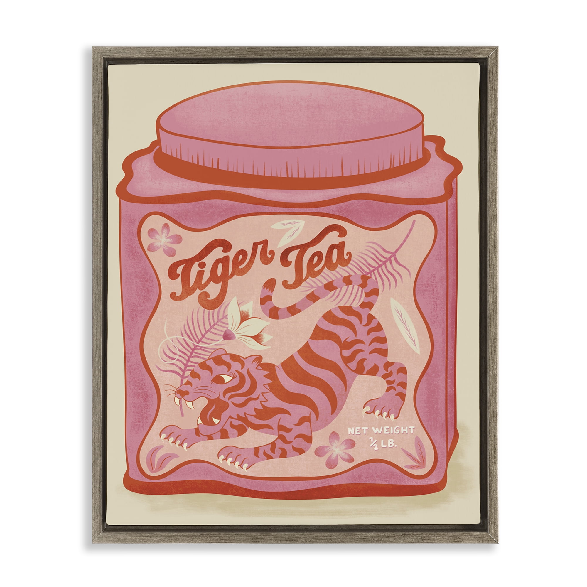 Stupell Industries Tiger Tea Traditional Style Food & Beverage Painting Brown Floater Framed Canvas Art Print Wall Art, 17 x 21