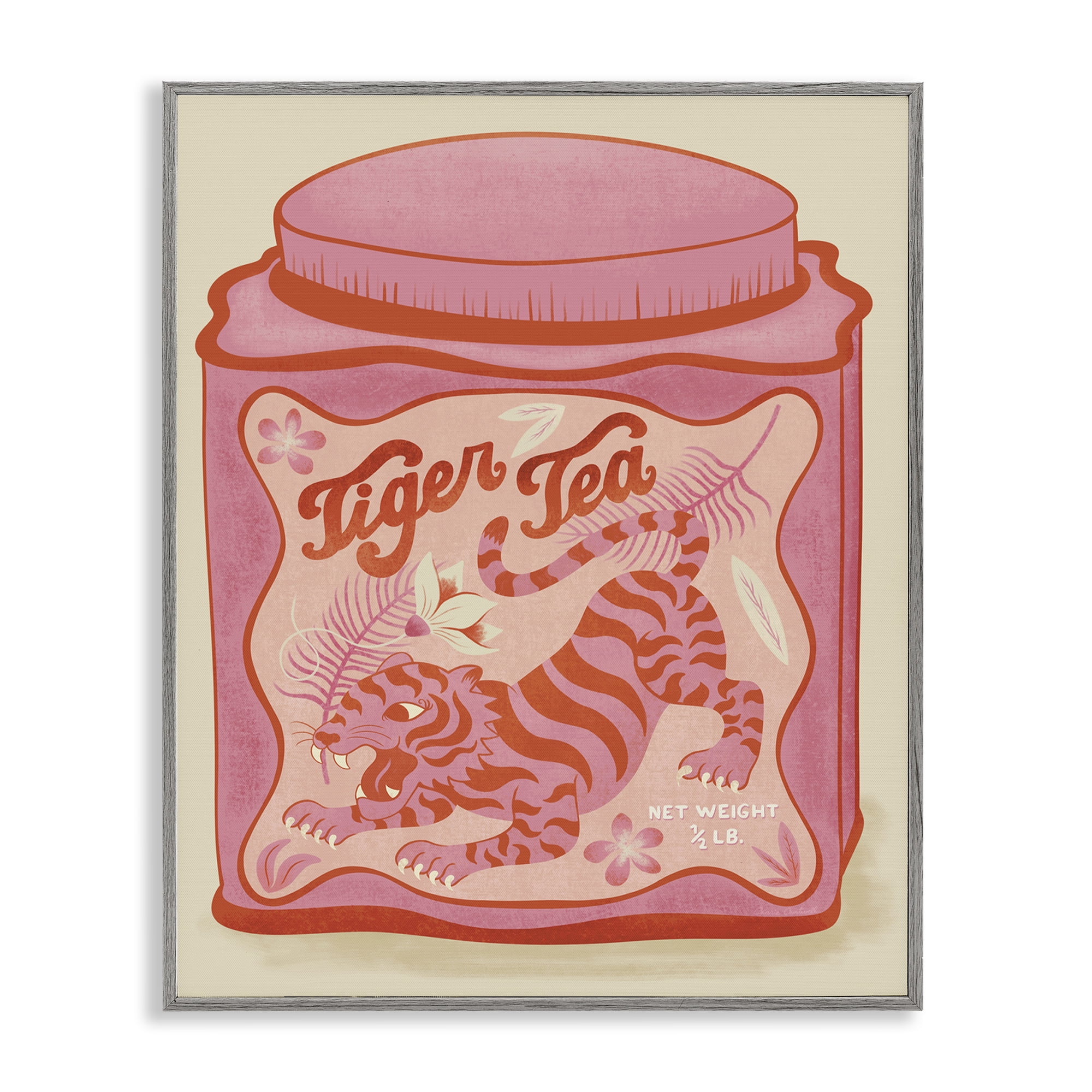 Stupell Industries Tiger Tea Traditional Style Food & Beverage Painting Gray Framed Art Print Wall Art, 16 x 20