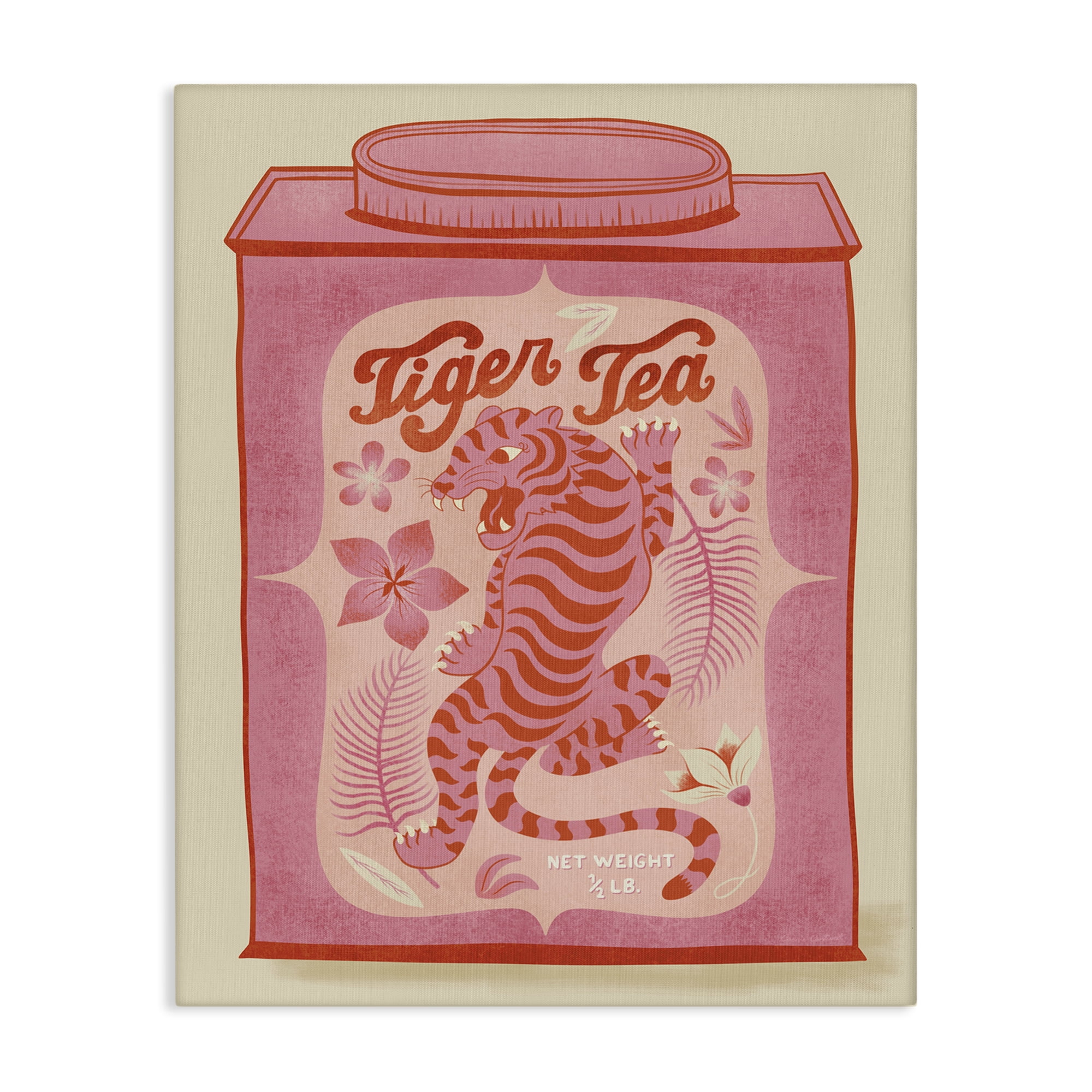 Stupell Industries Tiger Tea Tropical Tin Food & Beverage Painting Wrapped Canvas Art Print Wall Art, 30 x 40