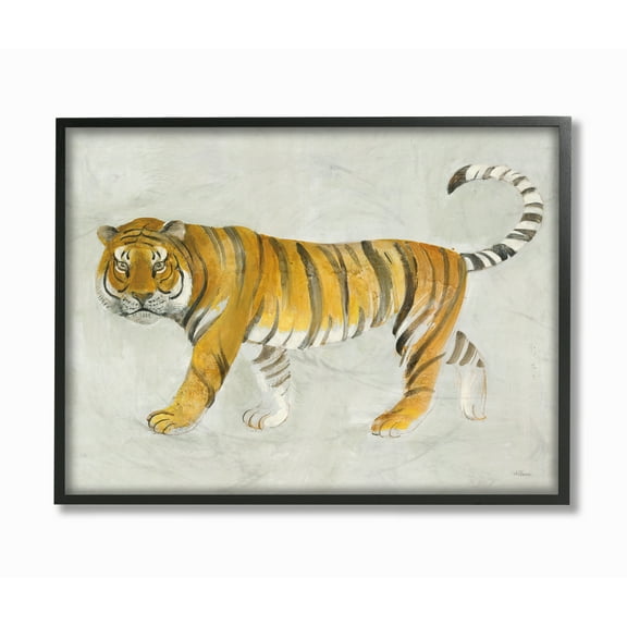 Stupell Industries Tiger Walk Large Cat Animal Watercolor Painting Black Framed Wall Art, 11 x 14, byMiranda Thomas