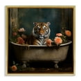 thumbnail image 1 of Tiger in Floral Bathtub Gold Floating Frame Canvas Art, 25 x 25, Made In USA, 1 of 8