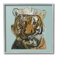 thumbnail image 1 of Stupell Industries Tiger in Tiara Portrait Animals & Insects Painting Gray Framed Art Print Wall Art, 17 x 17, 1 of 9