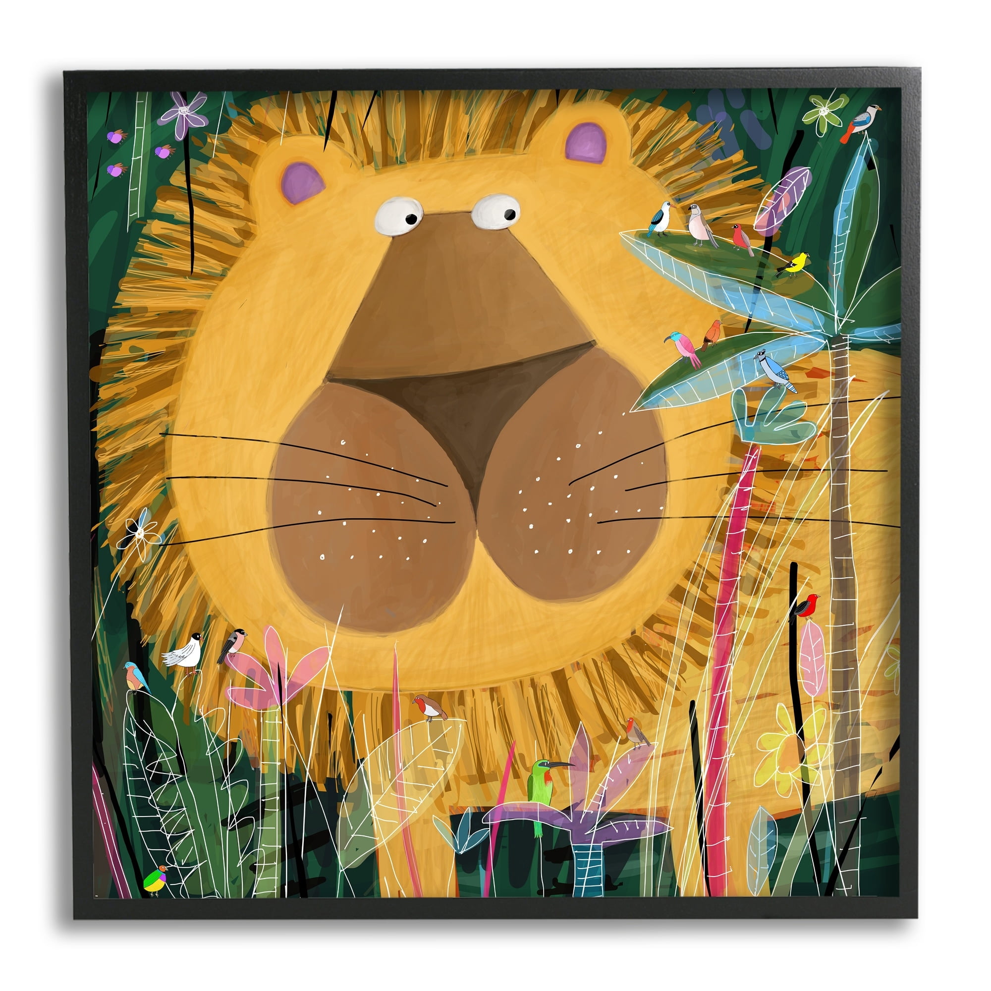 12" x 12" Colorful Lion in Jungle Canvas Print