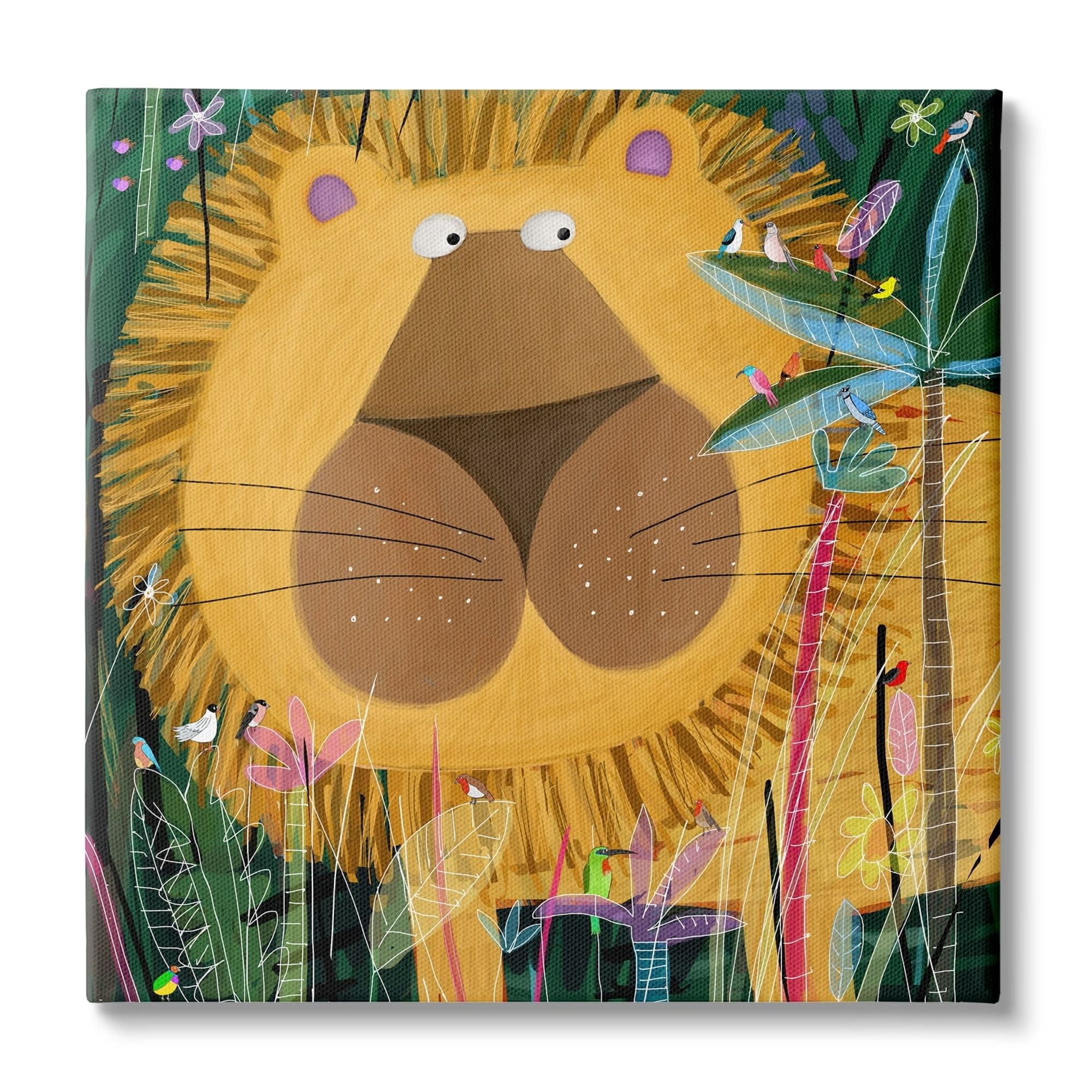 Stupell Industries Tiger in Tropical Jungle Kids' Safari Animal, 17 x 17,Design by Carla Daly