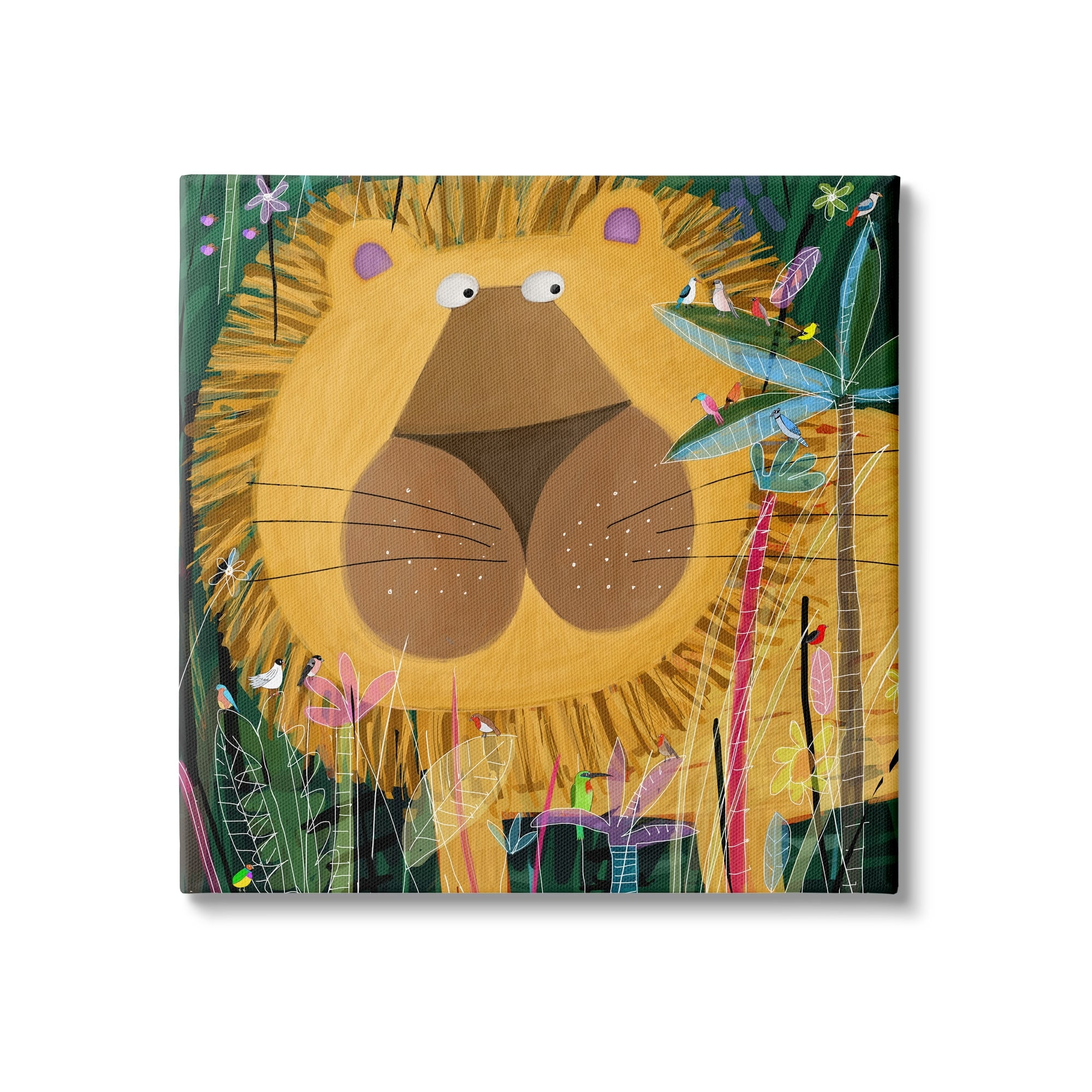 Colorful Jungle Lion Canvas Wall Art, 17 x 17