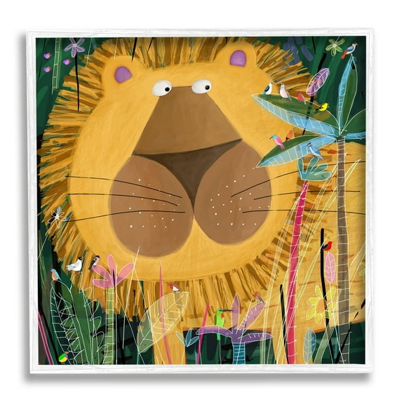Stupell Industries Tiger in Tropical Jungle Kids' Safari Animal, 24 x 24,Design by Carla Daly
