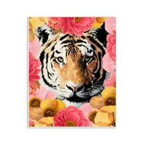 Stupell Industries Tiger on Dahlia Florals Animals Painting Unframed Art Print Wall Art, 11 x 14