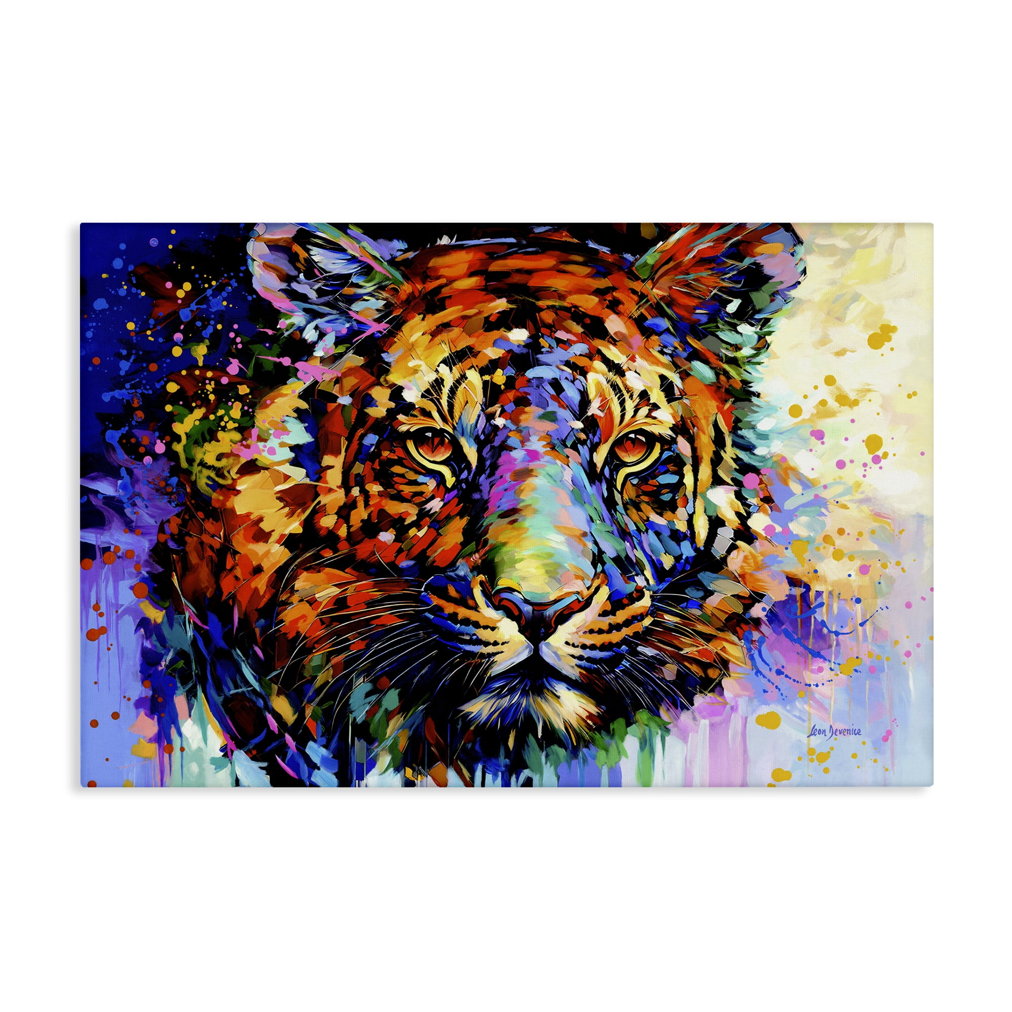 Stupell Industries Tiger's Wild Wonder Animals & Insects Painting Gallery Wrapped Canvas Art Print Wall Art, 36 x 24