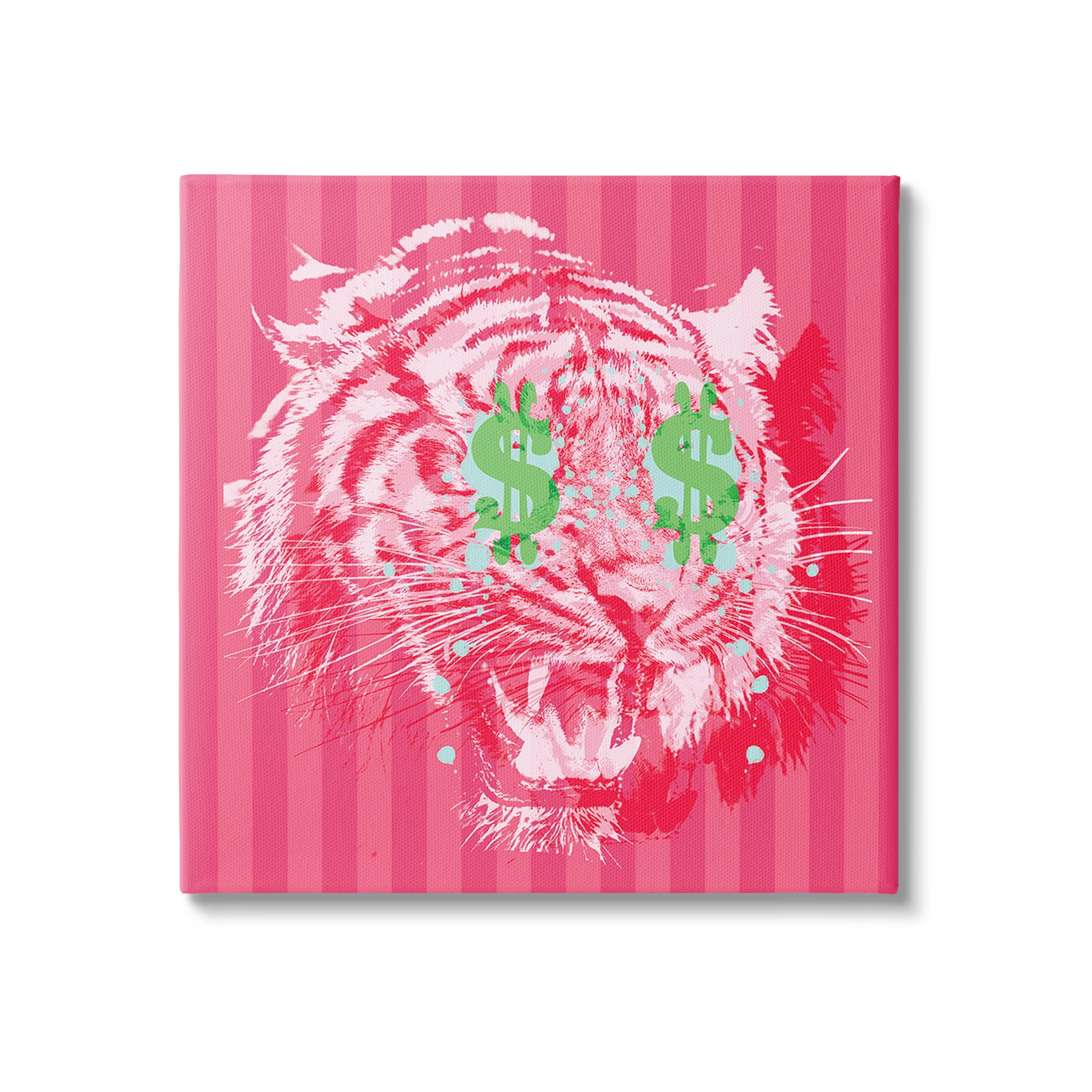 Stupell Industries Tiger with Dollar Symbol Animals & Insects Painting Gallery Wrapped Canvas Art Print Wall Art, 30 x 30