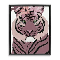 Stupell Industries Tiger with Pink Blooms Animals & Insects Painting Black Floater Framed Canvas Art Print Wall Art, 17 x 21