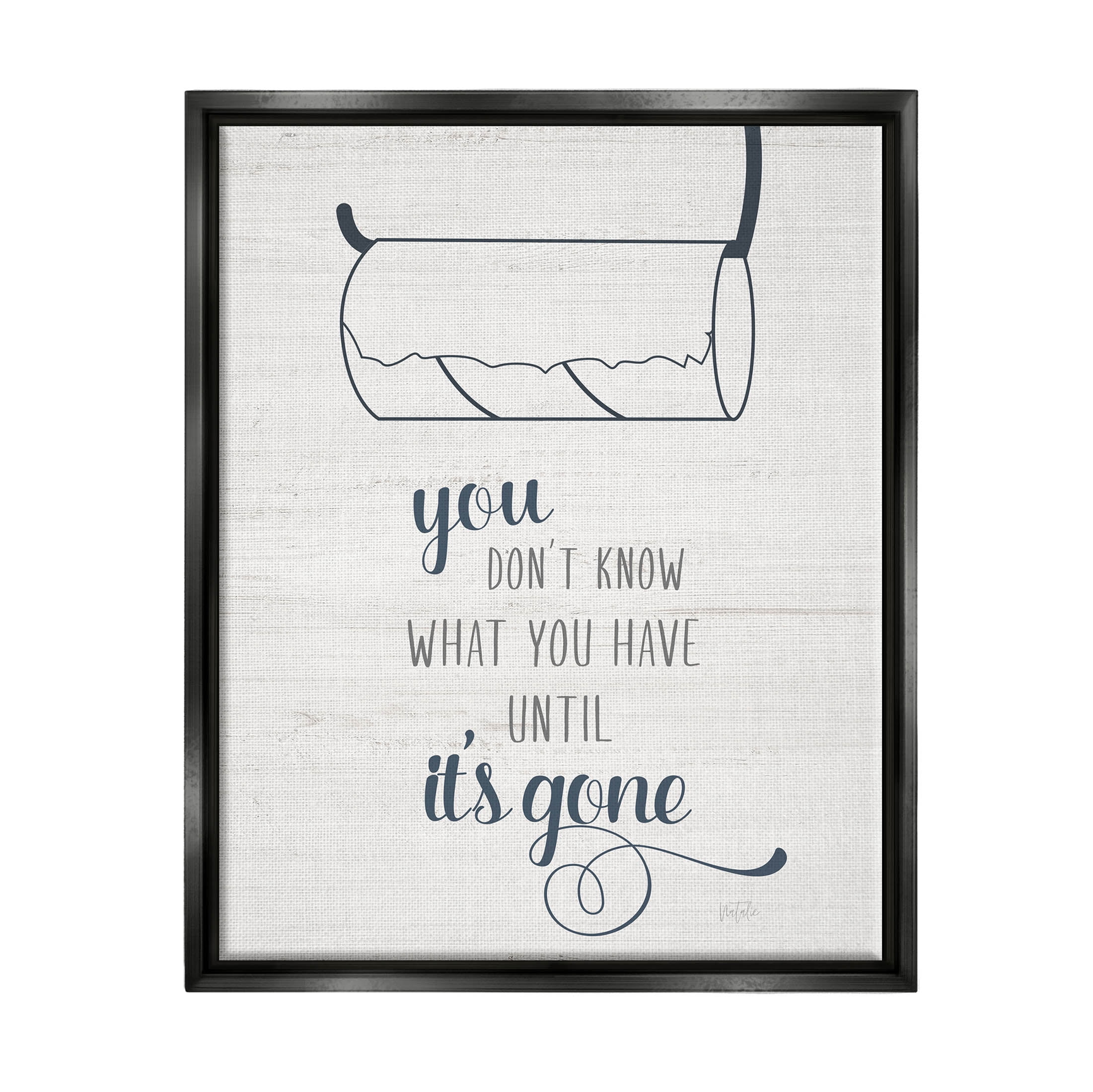 Stupell Industries Till It's Gone Bathroom Phrase Graphic Art Jet Black Floating Framed Canvas Print Wall Art, Design by Natalie Carpentieri