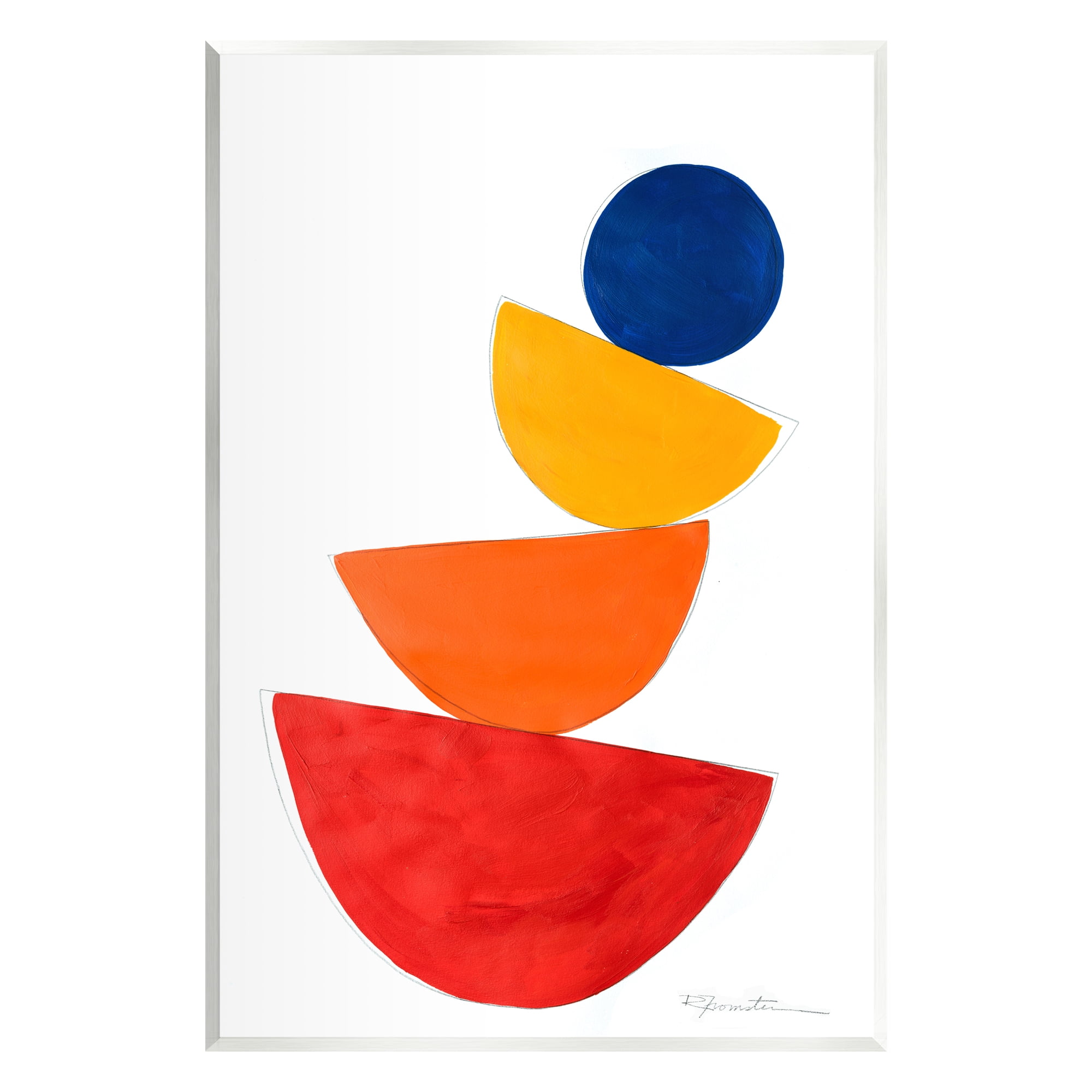 Stupell Industries Tilting Balancing Shapes Abstract Painting Unframed Art Print Wall Art, 13 x 19