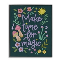 Stupell Industries Time For Magic with Florals Plants & Flowers Painting Black Framed Art Print Wall Art, 11 x 14