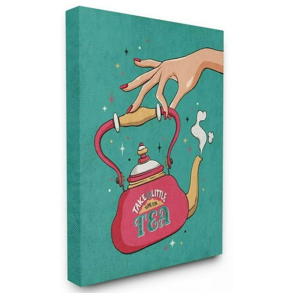 Stupell Industries Time For Tea Vintage Comic Book Design Canvas Wall Art by Ester Kay