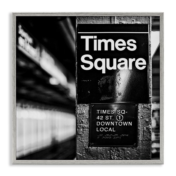 Stupell Industries Modern Time Square Subway New York City Urban Photography Gray Framed Giclee Art, 12 x 12, by Susan Bryant