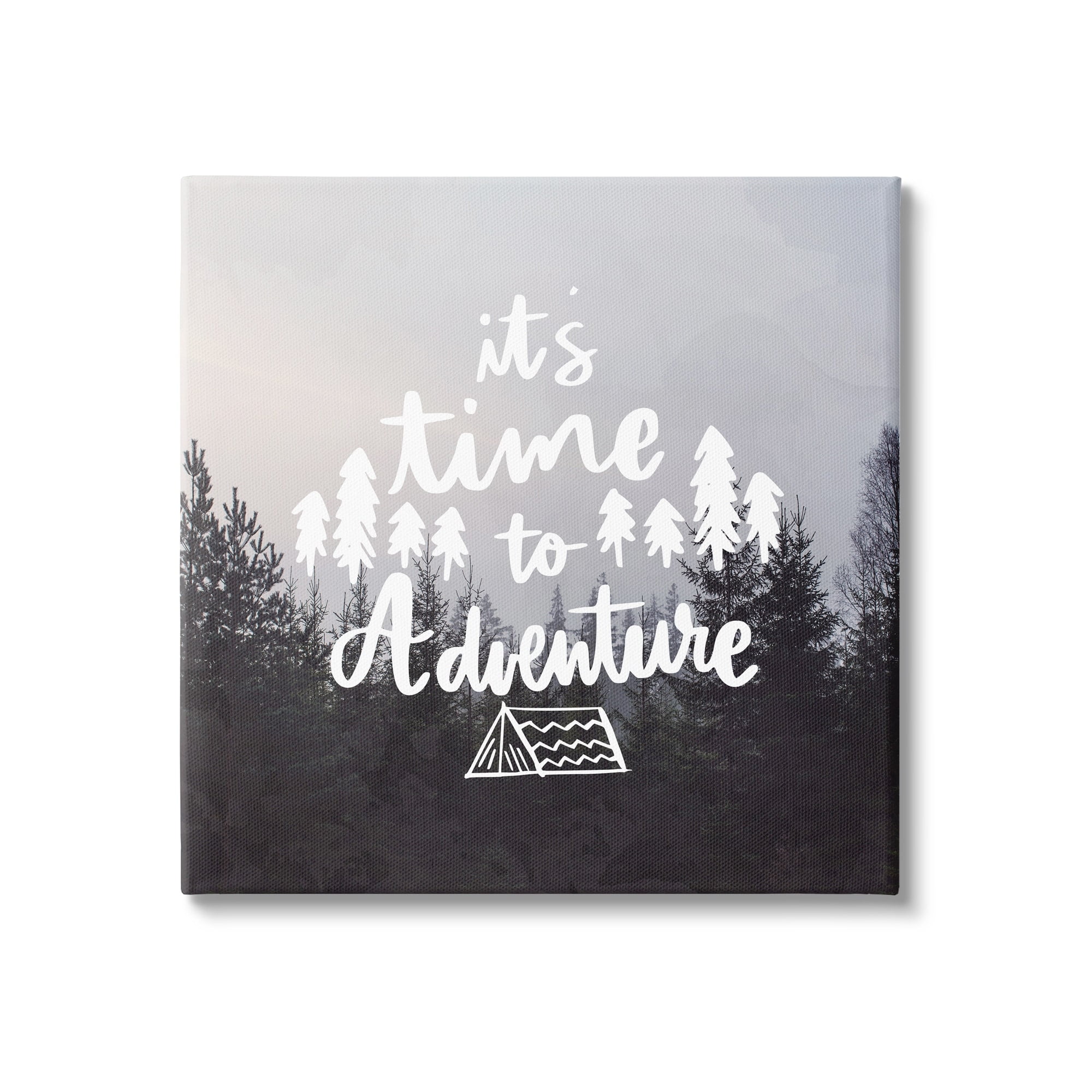 Stupell Industries Time To Adventure Woodlands Camping Tent Calligraphy Accent Canvas Wall Art, 17 x 17, Design by Ann Bailey