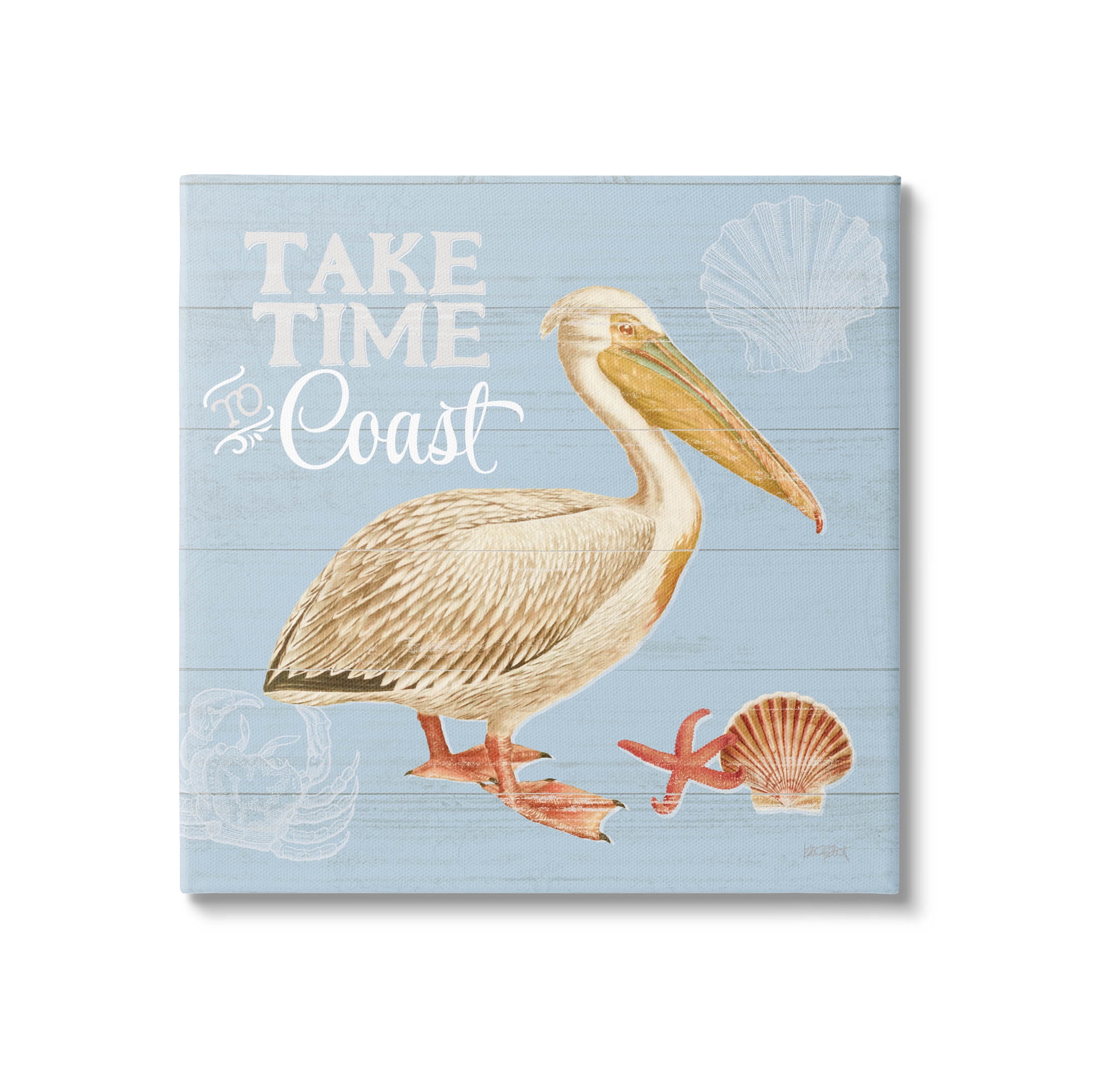 Stupell Industries Time To Coast Nautical Pun Pelican Graphic Art Gallery Wrapped Canvas Print Wall Art, Design by Katie Pertiet