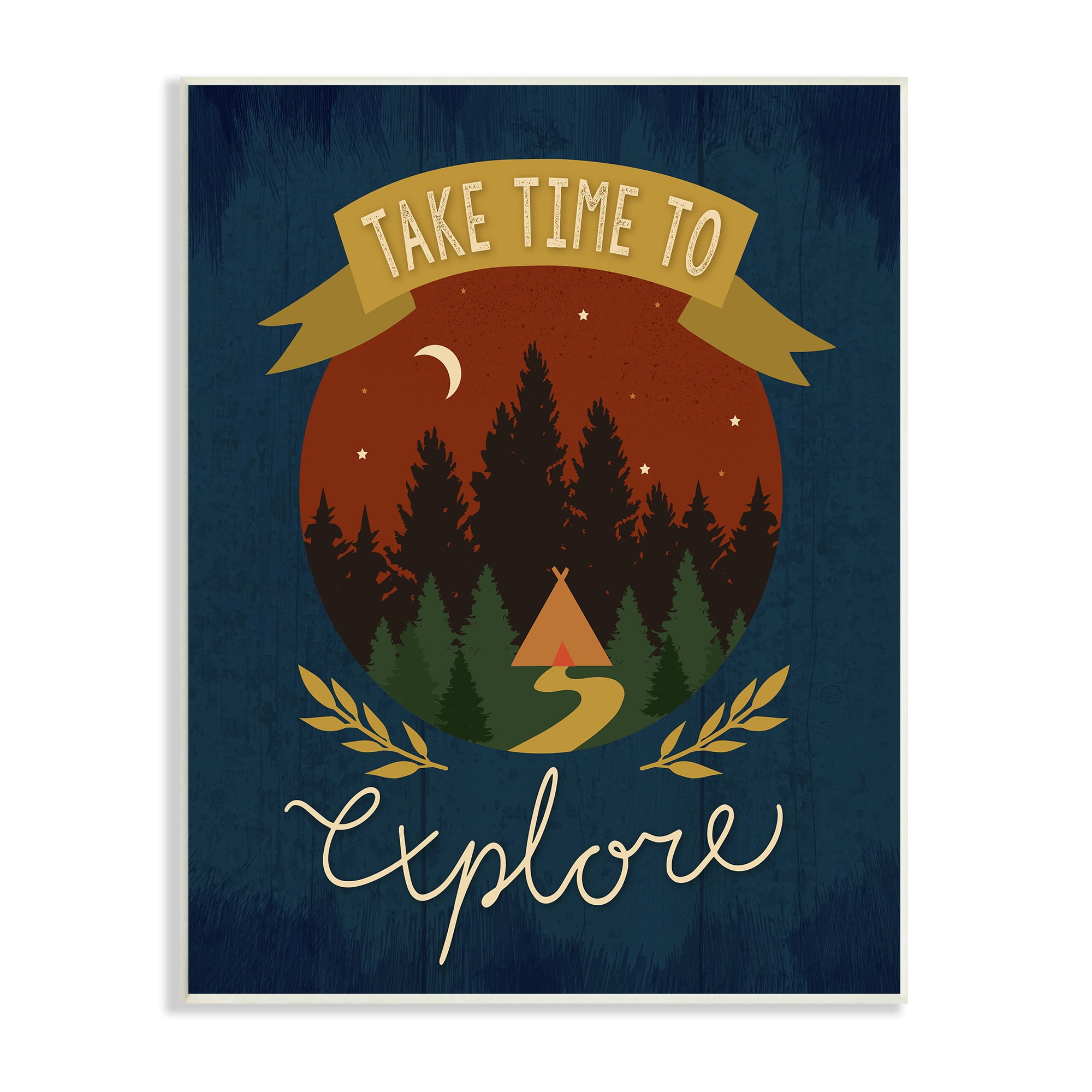Stupell Industries Time To Explore Woodland Adventure Nighttime Scene Graphic Art Unframed Art Print Wall Art, Design by Louise Allen