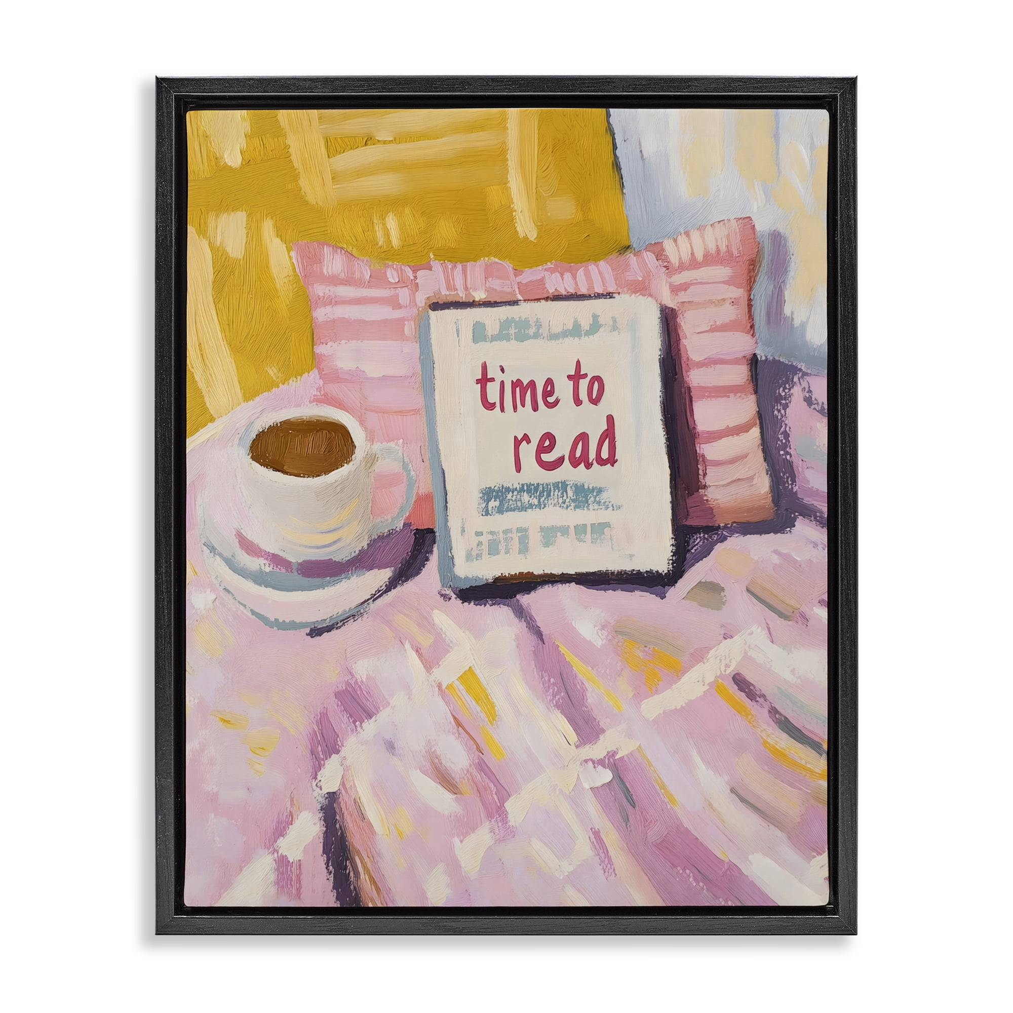 Stupell Industries Time To Read in Morning Black Framed Floater Canvas Wall Art, design by The Prints Vibe