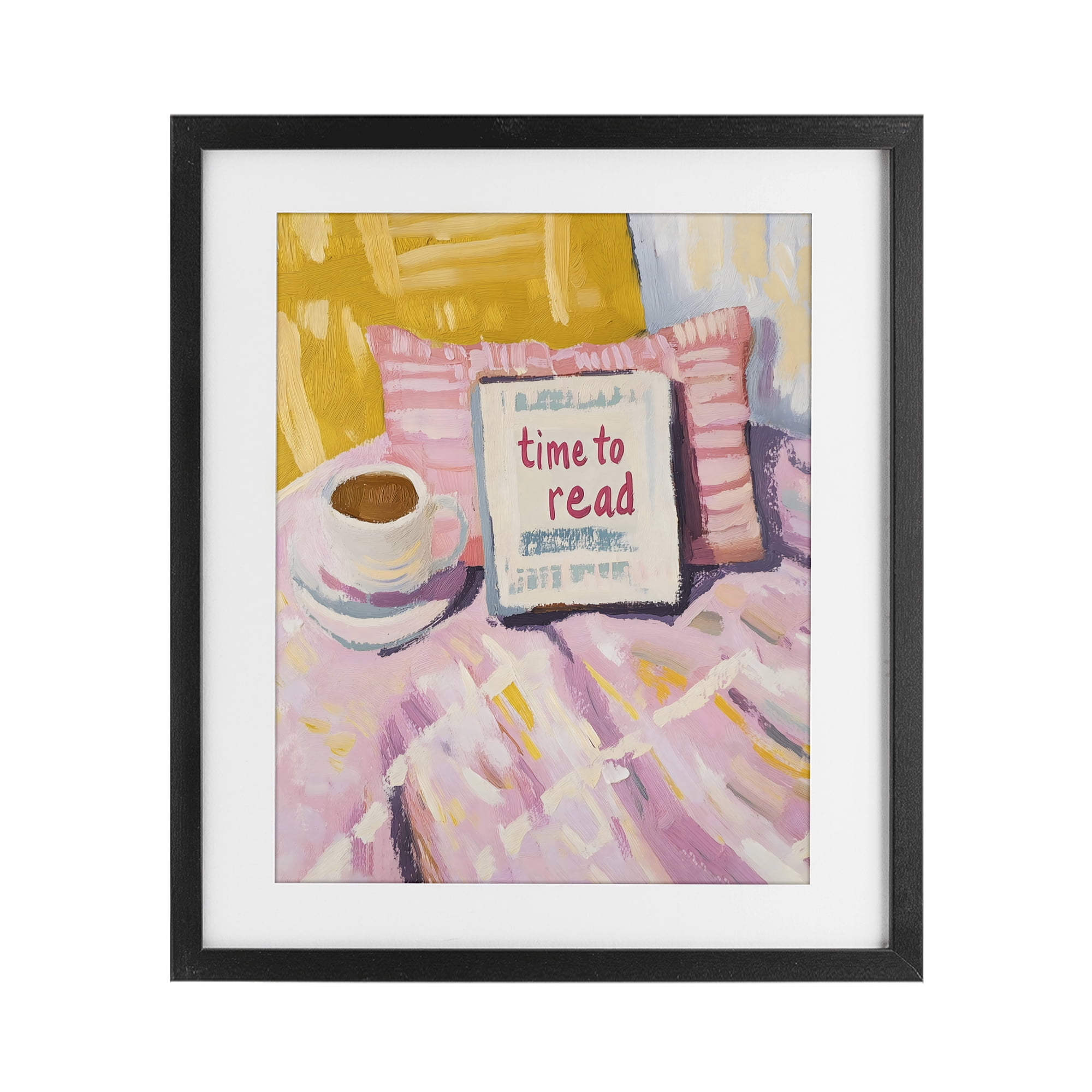 Stupell Industries Time To Read in Morning Black Framed Print Under Glass, design by The Prints Vibe