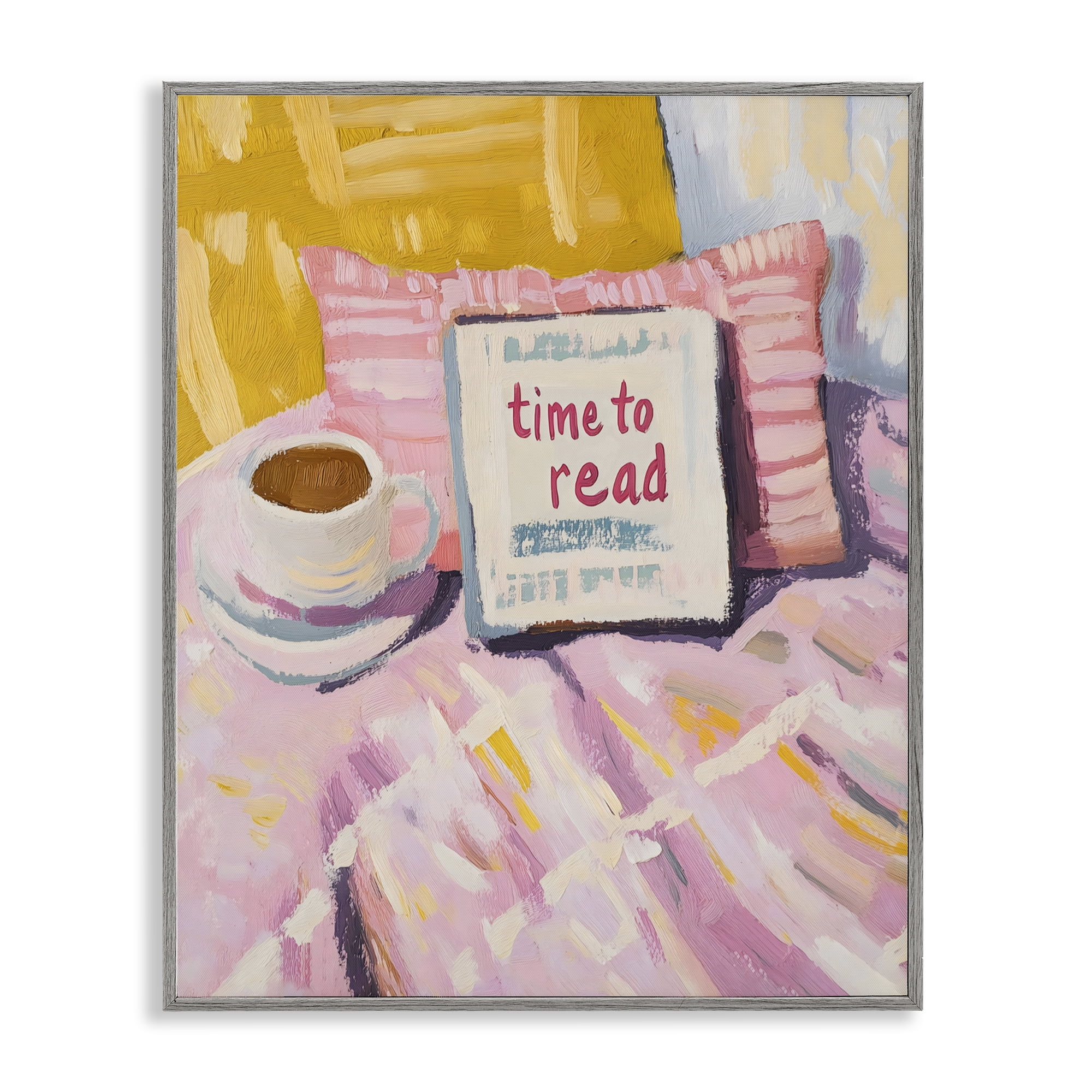 Stupell Industries Time To Read in Morning Gray Framed Giclee Art, design by The Prints Vibe