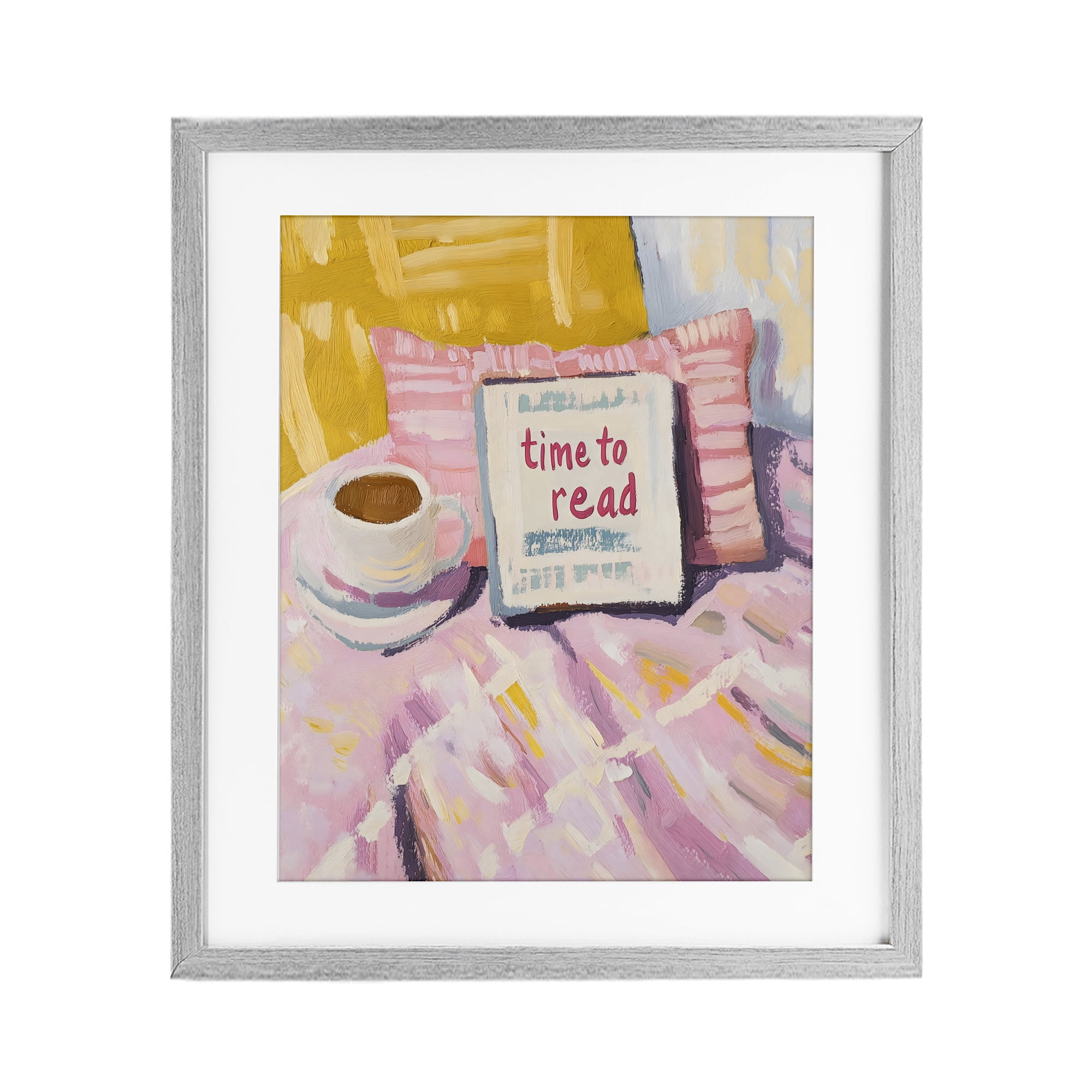 Stupell Industries Time To Read in Morning Gray Framed Print Under Glass, design by The Prints Vibe