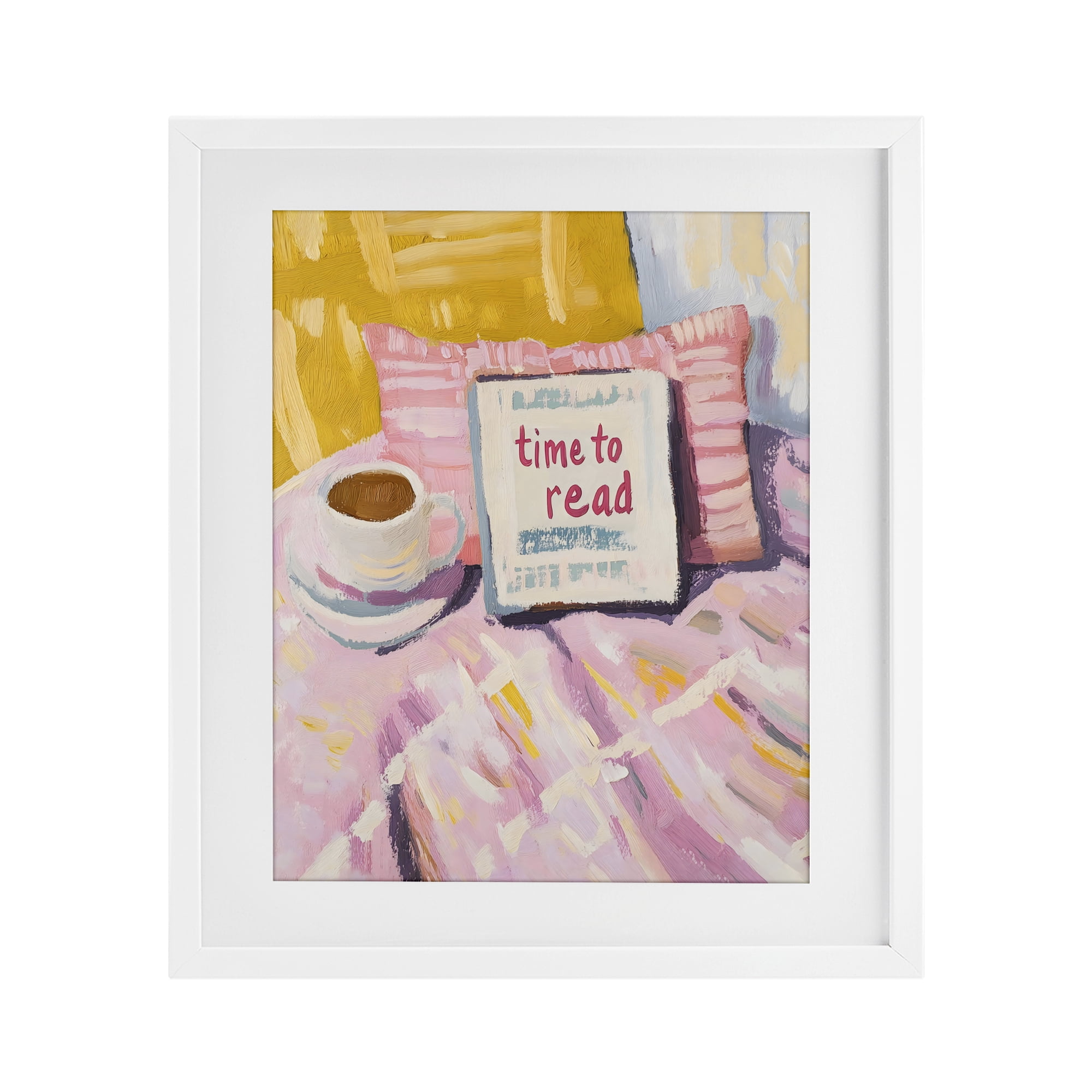 Stupell Industries Time To Read in Morning White Framed Print Under Glass, design by The Prints Vibe