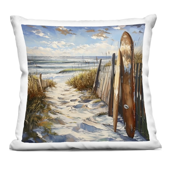 Stupell Industries Time To Surf Beach Decorative Printed Throw Pillow design by LSR Creative Studio, 18 x 7 x 18