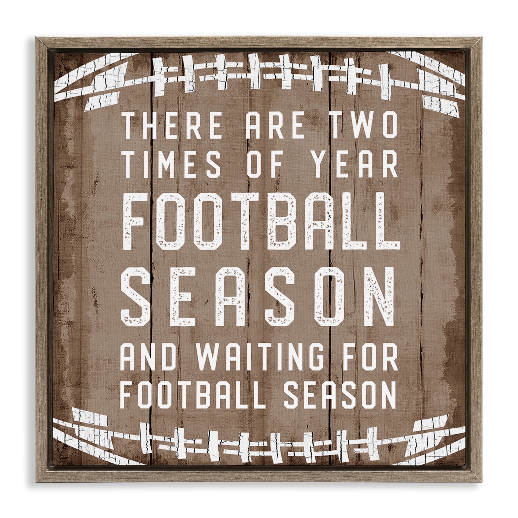 Stupell Industries Time of Year Football Season Sports Painting Brown Floater Framed Canvas Art Print Wall Art, 18 x 18