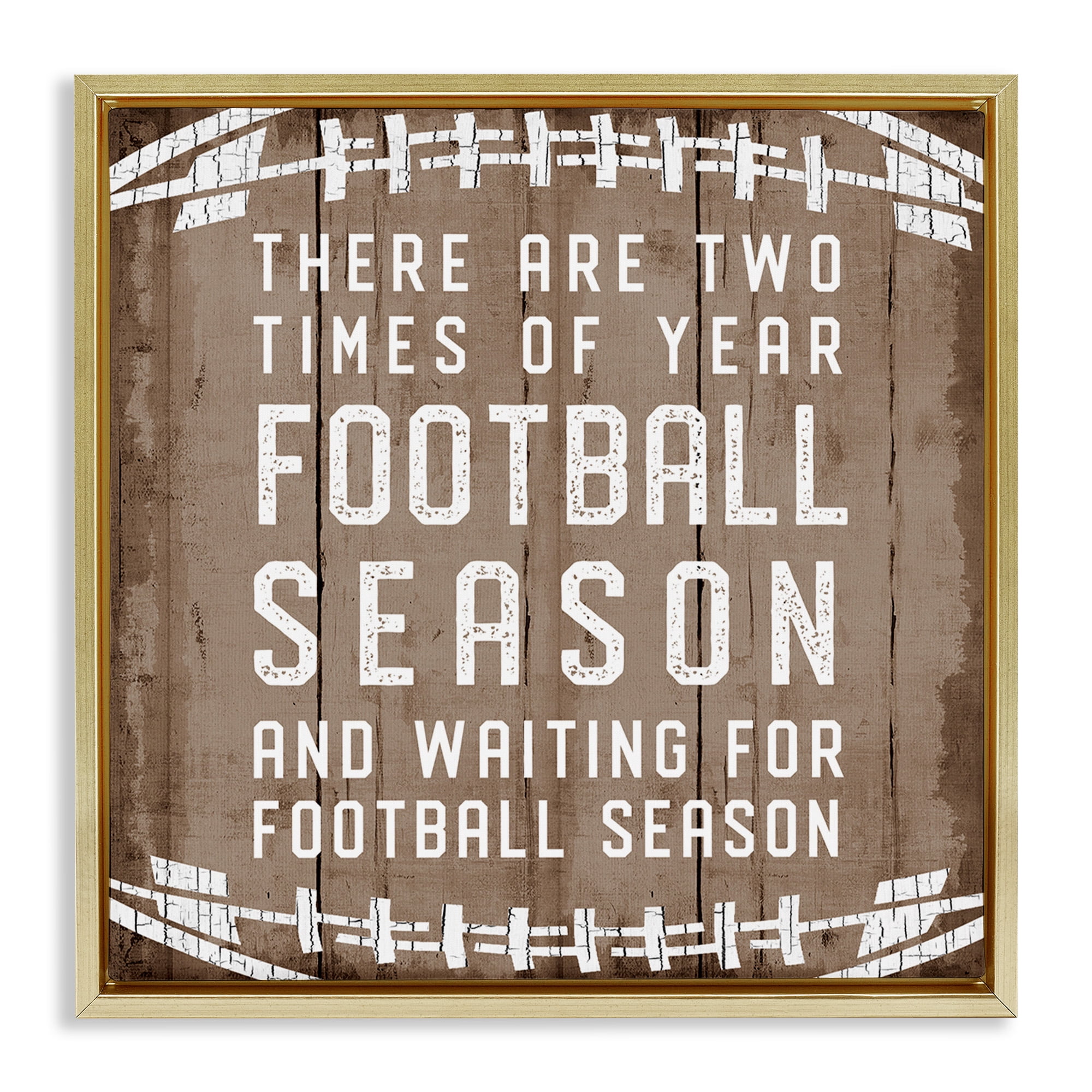 Stupell Industries Time of Year Football Season Sports Painting Gold Floater Framed Canvas Art Print Wall Art, 25 x 25