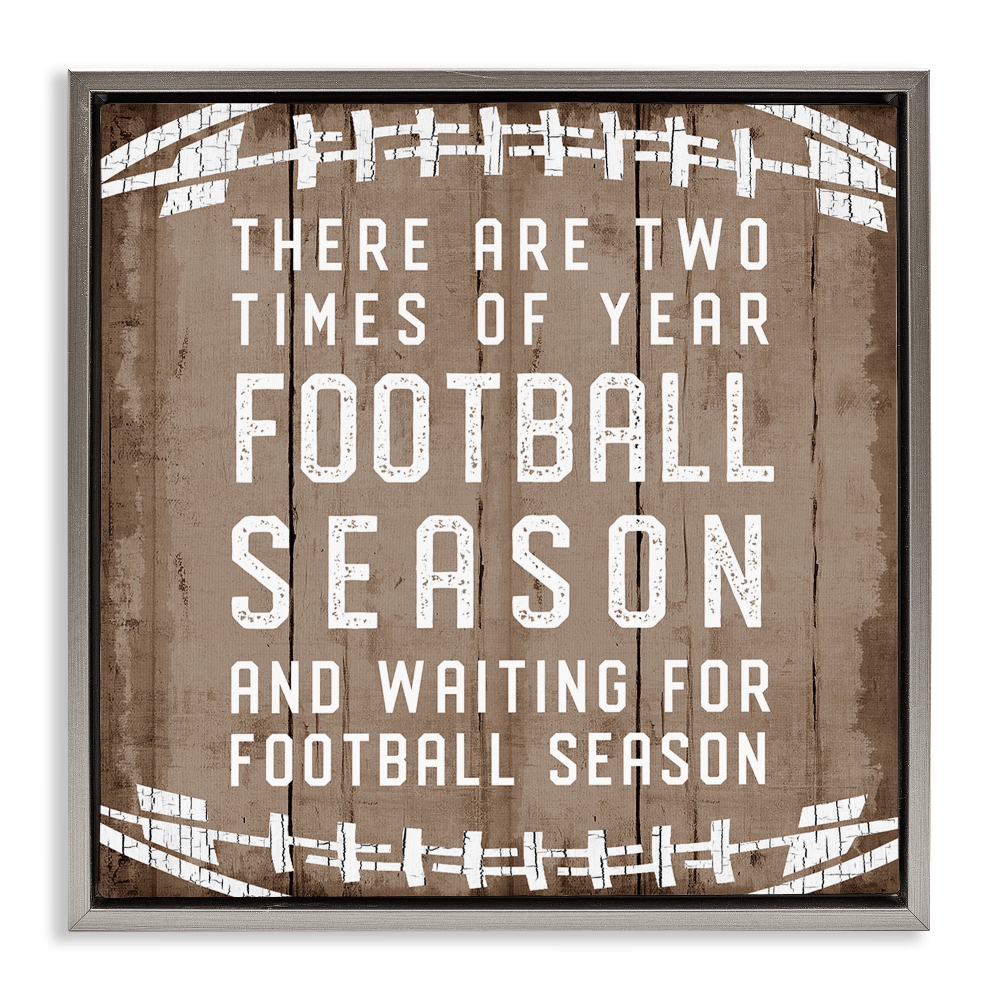 Stupell Industries Time of Year Football Season Sports Painting Gray Floater Framed Canvas Art Print Wall Art, 25 x 25