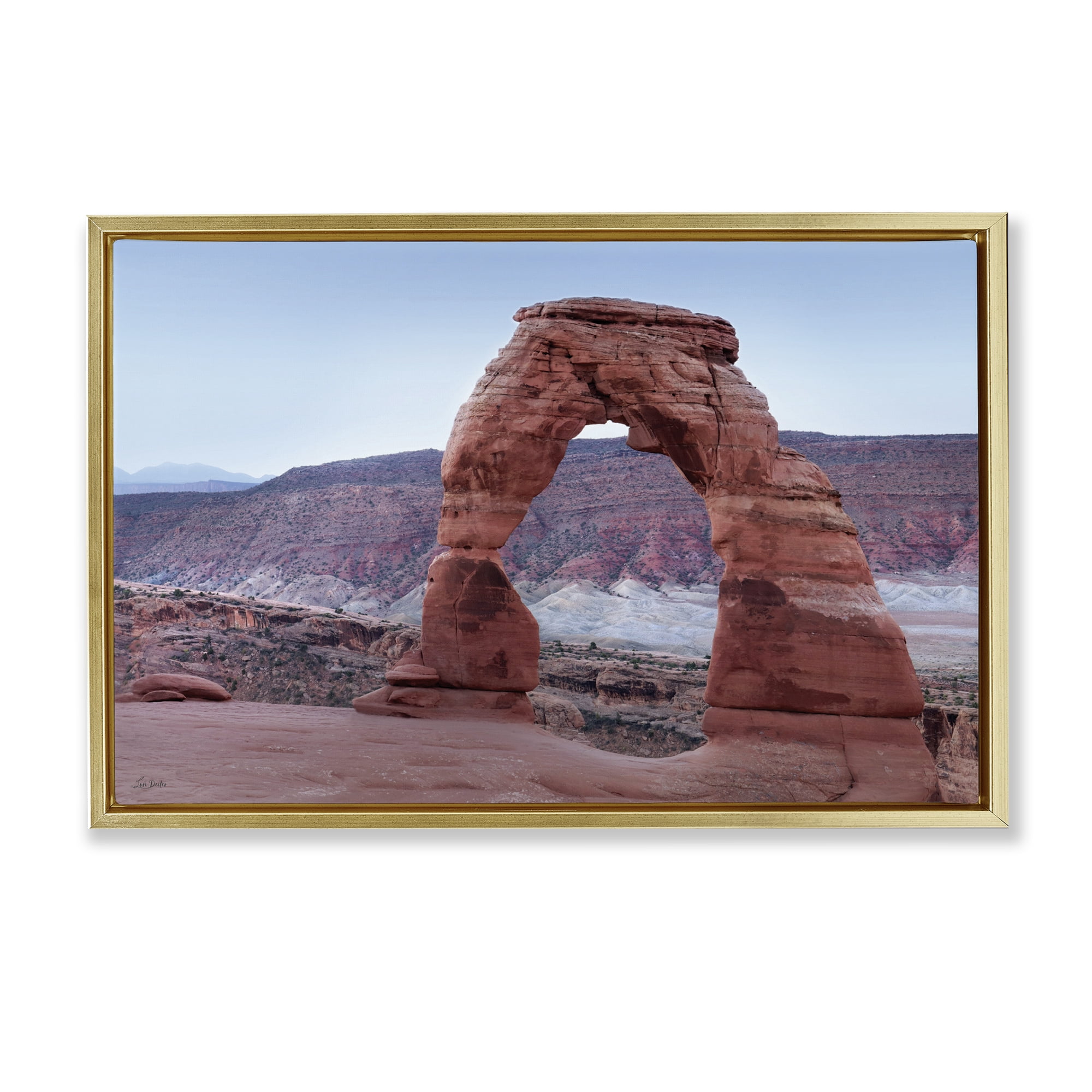 Stupell Industries Time's Sculpture Delicate Arch Gold Framed Floater Canvas Wall Art, design by Lori Deiter