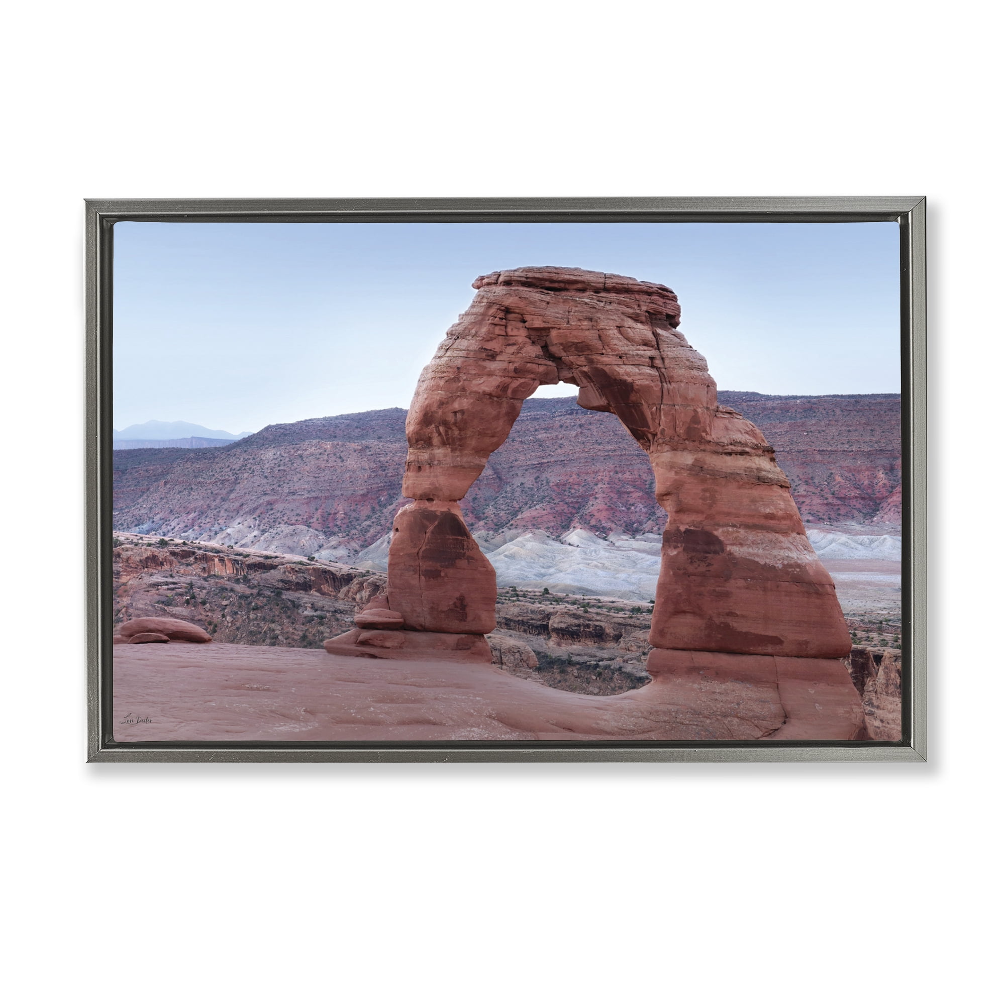 Stupell Industries Time's Sculpture Delicate Arch Gray Framed Floater Canvas Wall Art, design by Lori Deiter