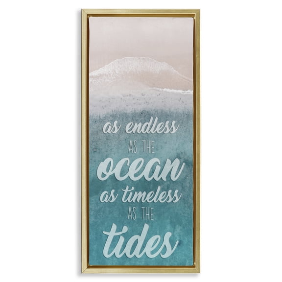 Stupell Industries Transitional Timeless As Tides Beach Phrase Gold Floating Frame Canvas Art, 14 x 31, by Marcus Prime