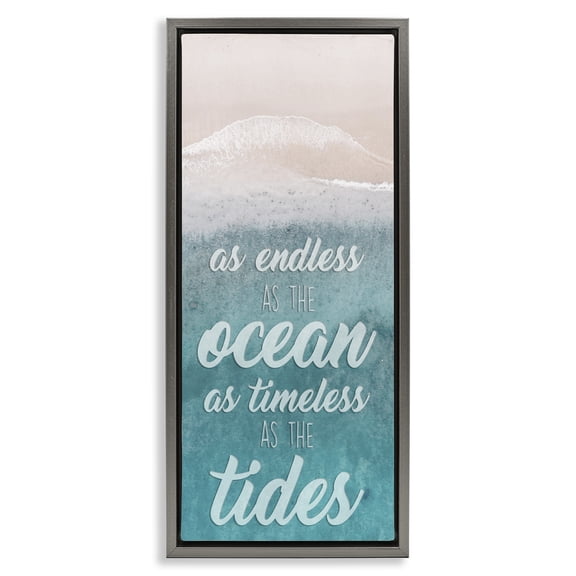Stupell Industries Transitional Timeless As Tides Beach Phrase Gray Floating Frame Canvas Art, 14 x 31, by Marcus Prime