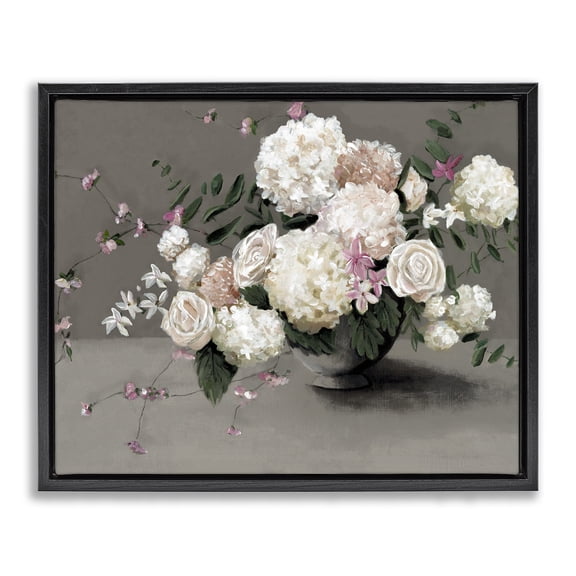 Stupell Industries Timeless Blooms Bouquet Black Framed Floater Canvas Wall Art design by Hannah Dawson, 17 x 21