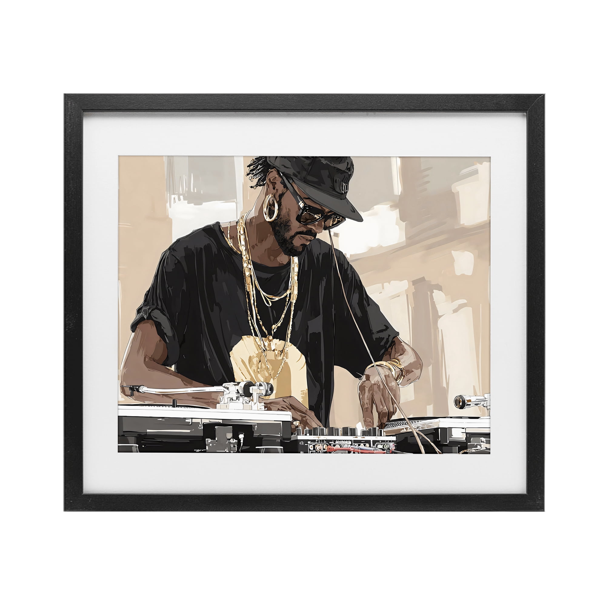 Stupell Industries Timeless DJ with Urban Rhythm Black Framed Print Under Glass, design by Franklyn Gregory