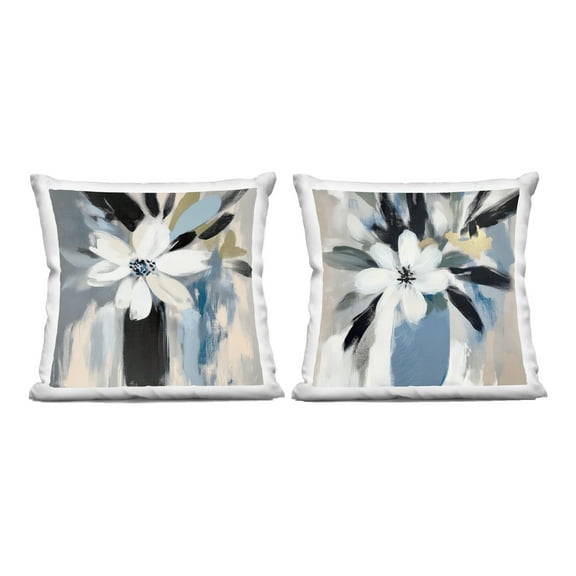 Stupell Industries Timeless Florals in White 2 Piece Decorative Printed Throw Pillow Set design by Mona Grace, 18 x 7 x 18
